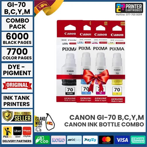 Canon GI70 GI 70 GI-70 Original Ink Bottles Combo Pack