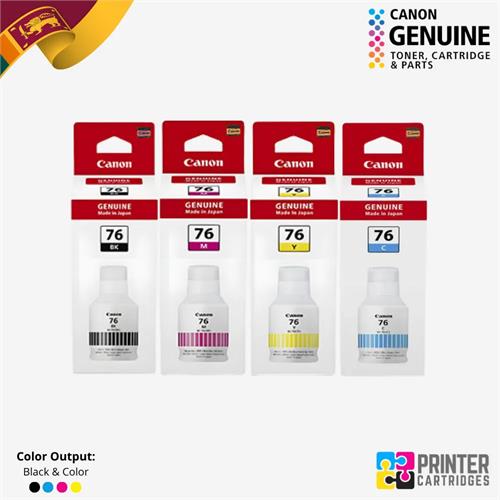 Canon GI-76 Black, Cyan, Magenta, Yellow Ink Bottles Genuine
