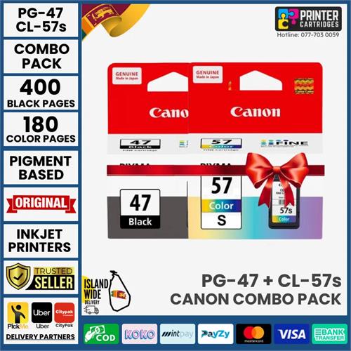Canon PG-47 Black & CL-57s Color Ink Cartridge Combo Pack
