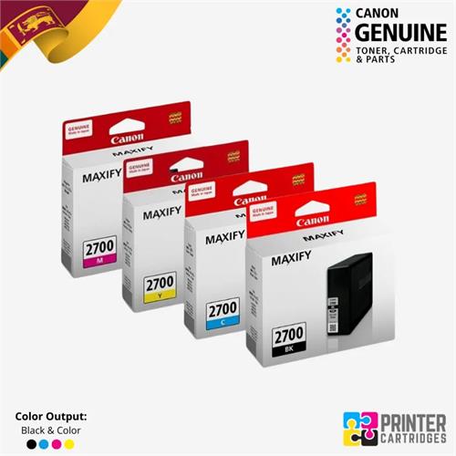 Canon PGI-2700 Black, Cyan, Magenta, Yellow Ink Cartridges