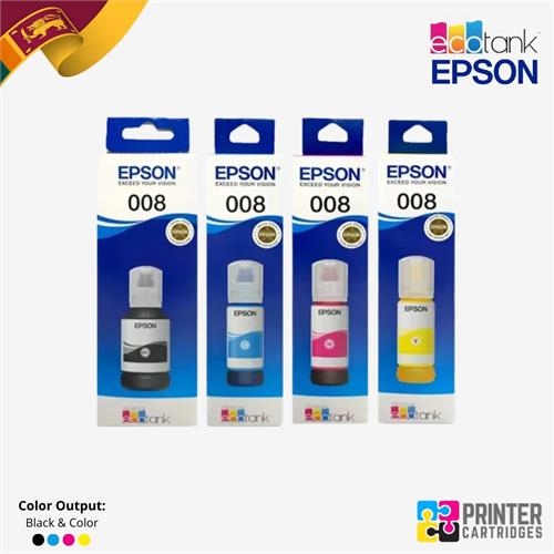 Epson 008 Black, Cyan, Magenta, Yellow Ink Bottles PC683A