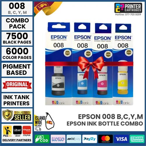 Epson 008 Original Black, Cyan, Magenta, Yellow Ink Bottle Combo
