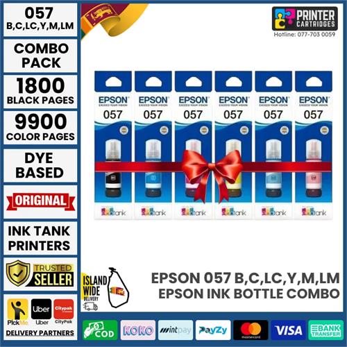 Epson 057 (B, C, M, Y, LM, LC) Ink Bottles Combo Pack Sri Lanka