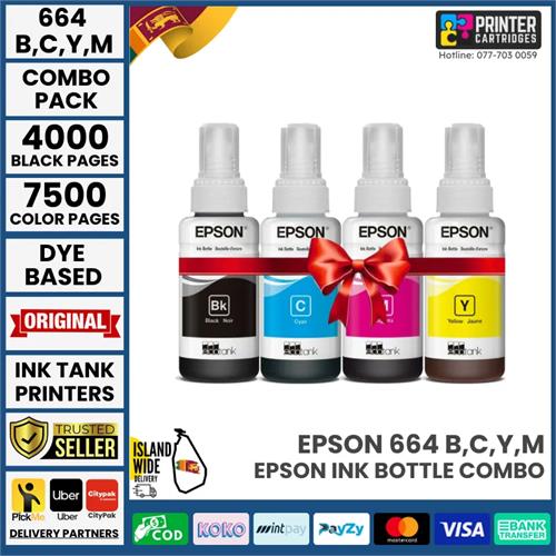 Epson 664 (B, C, M, Y) Original Ink Bottles Combo