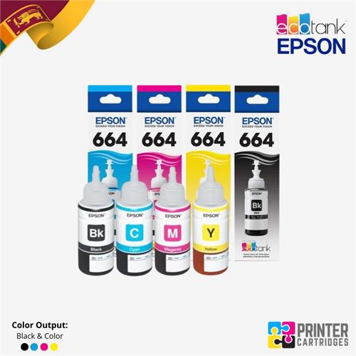 Epson 664 Black, Cyan, Magenta, Yellow Ink Bottles PC694A