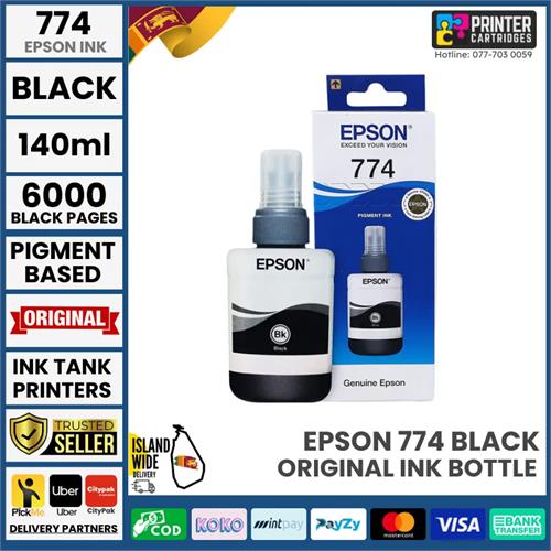 Epson 774 Black Original Ink Bottle T7741 Genuine Ink