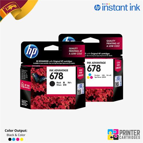 HP 678 Black, Tri-color Genuine Ink Cartridge CZ107AA, CZ108AA