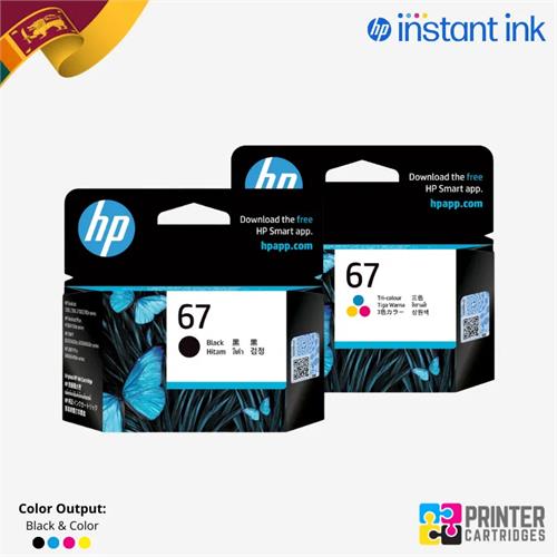HP 67 Black, Tri-color Genuine Ink Cartridge 3YM56AN, 3YM55AN