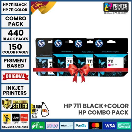HP 711B B 38ml & (C, M, Y) Ink Cartridge Combo Pack Best Price