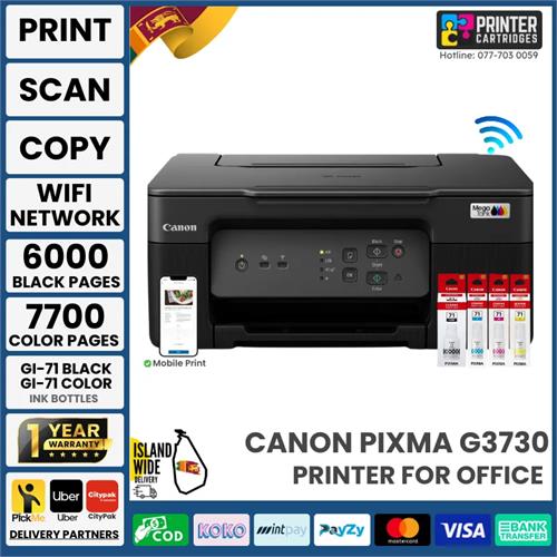 Canon G3730 Ink Tank Printer Print, Scan, Copy Wireless Printer