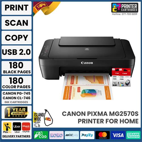 Canon PIXMA MG2570S (Print - Scan - Copy) Cartridge Printer