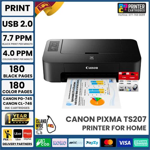 Canon TS207 Inkjet Printer (PC566A) Print only Home Printer