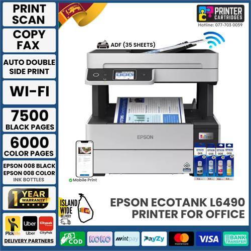 Epson Eco Tank L6490 Printer Wireless Printer Print-Scan-Copy