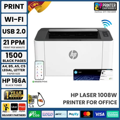 HP 1008w Laser Printer (714Z9A) Wireless Printer