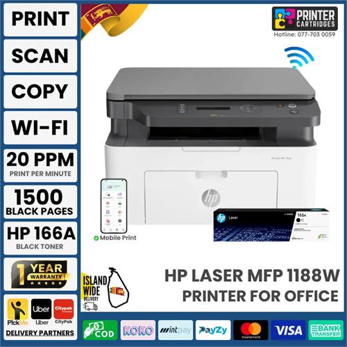 HP 1188w All-in-One Laser Printer (715A3A) 136A Toner