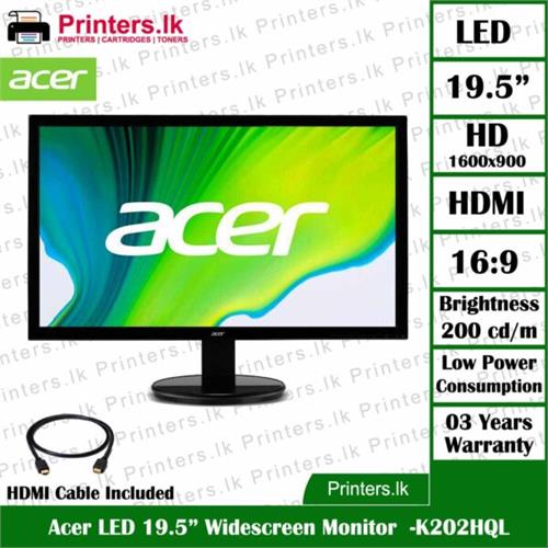 Acer LED 19.5 Widescreen Monitor K202HQL