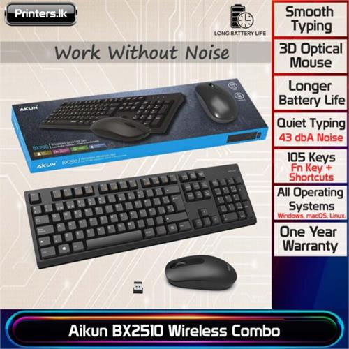 Aikun BX2510 Wireless Combo 2.4Ghz Keyboard and Mouse