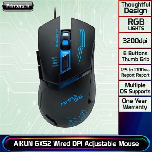 AIKUN GX52 Wired DPI Adjustable Gaming Mouse