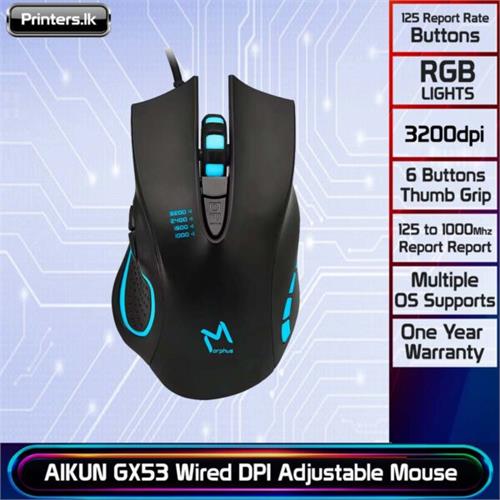 AIKUN GX53 Wired DPI Adjustable Gaming Mouse