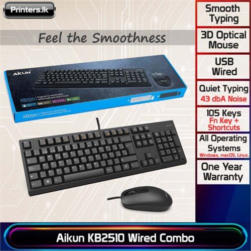 Aikun KB2510 Combo USB Wired Keyboard and Mouse