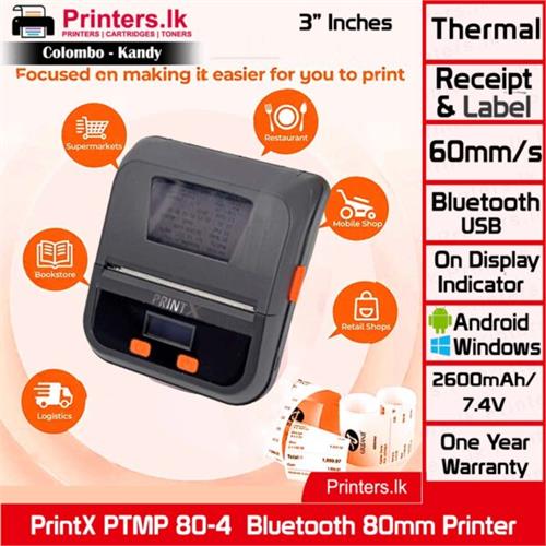 PrintX Portable Bluetooth Receipt Printer 58mm 80mm 110mm