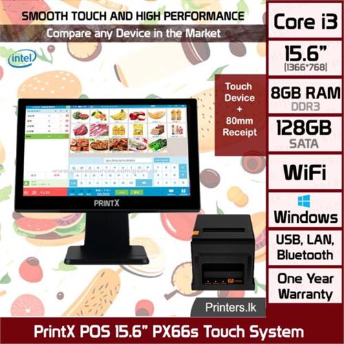 PrintX POS 15.6 PX66s Touch System + 80mm Thermal Printer