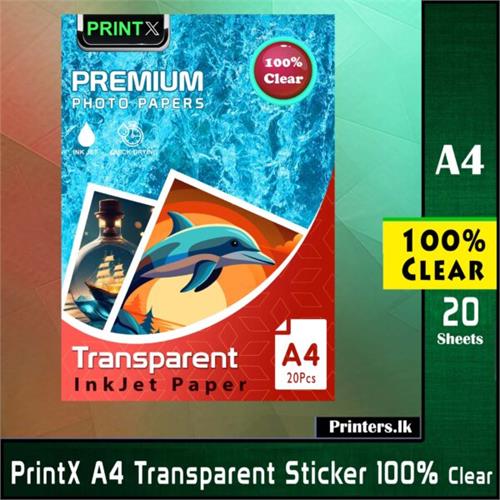 PrintX A4 Transparent Printable Sticker Sheet 100% Clear