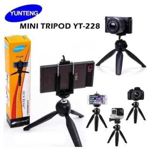 YT-228 Mini Tripod Stand with Phone Holder Clip