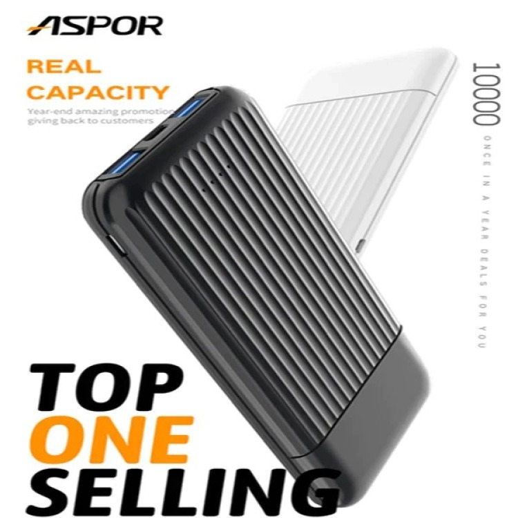 ASPOR Dual Port Fast Charging Power Bank 10000mAh