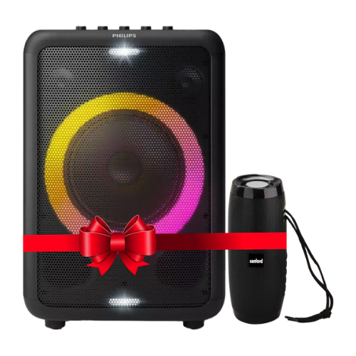 Philips Audio 80W Bluetooth Party Speaker TAX3206\/98 & Sanford Portable Wireless Rechargeable Mini Speaker - SF2213PS