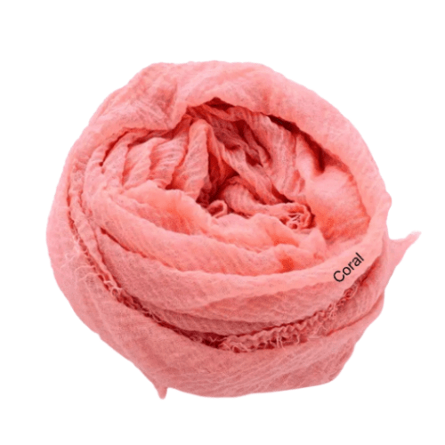 Premium Cotton Crinkle Shawl Coral Pink