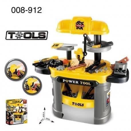 Play Toy Workbench for Kids Pretend Construction Tool Set Portable Toddler Workshop Bench