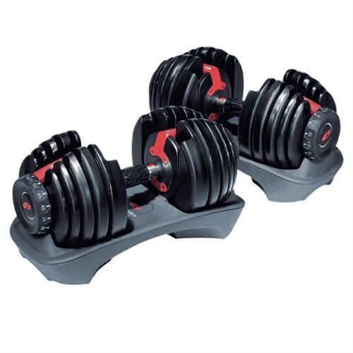 90 Lb Quick Adjustable Dumbbell Pair- Black-80Kg