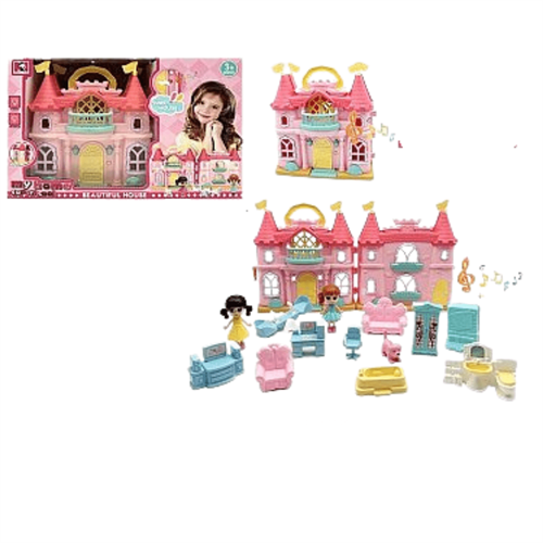 Dollhouse with 12 essential furniture 0026 accessory pieces 3+