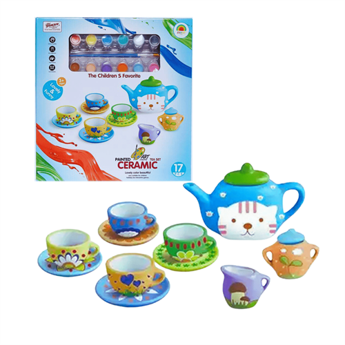 Painted Ceramic Tea Set 17 PCS Set