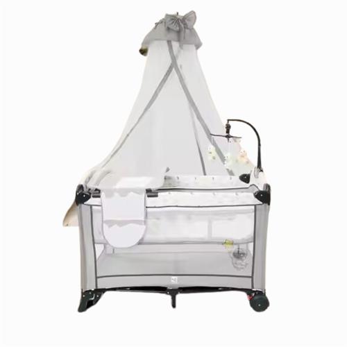 Baby Cot Playpen Baby Crib with Mosquito Net, Changing Station and Toys - KDD-970F