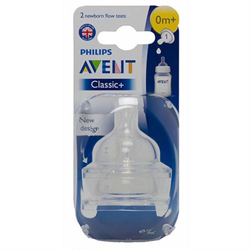 Philips Avent Classic+ Teat - 0M+ Newborn Flow (Twin Pack)