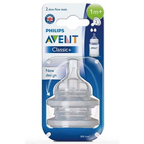 Philips Avent Classic+ Teat - 1M+ Slow Flow (Twin Pack)