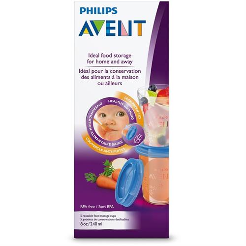 Philips Avent Food Storage Cups - 240ml (5 Pcs)