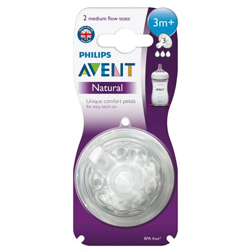 Philips Avent Natural Teat - 3M+ Medium Flow (Twin Pack)