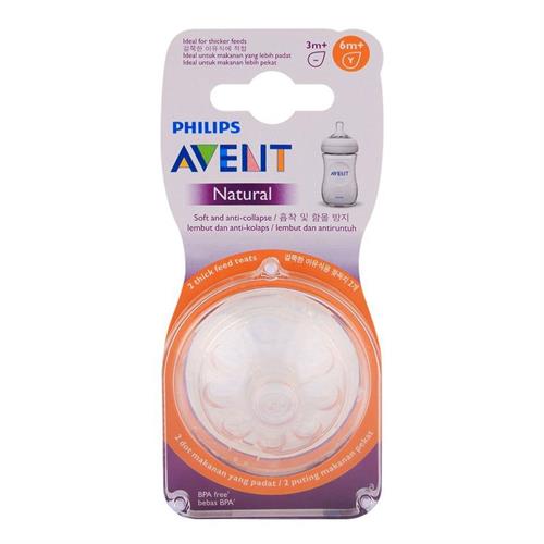 Philips Avent Natural Teat - 6M+ Thick Feed (Twin Pack)