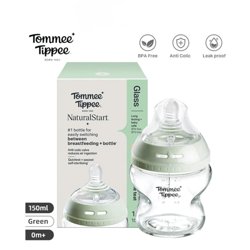 Tommee Tippee Natural Start Glass Baby Bottle 150ml,BPA Free