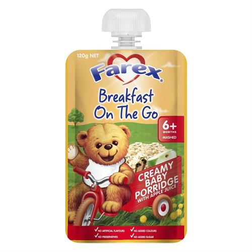 Farex Breakfast On The Go Creamy Baby Food Porridge 6+ Months 120g