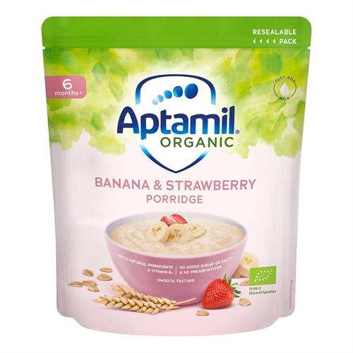 Aptamil Organic Banana 0026 Strawberry Porridge 6 Months+ 180g