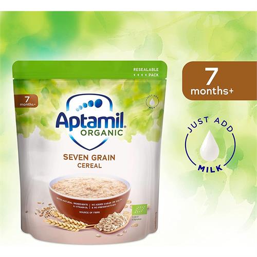 Aptamil Organic Seven Grain Porridge Baby Food Cereal, 7M+, 180 g