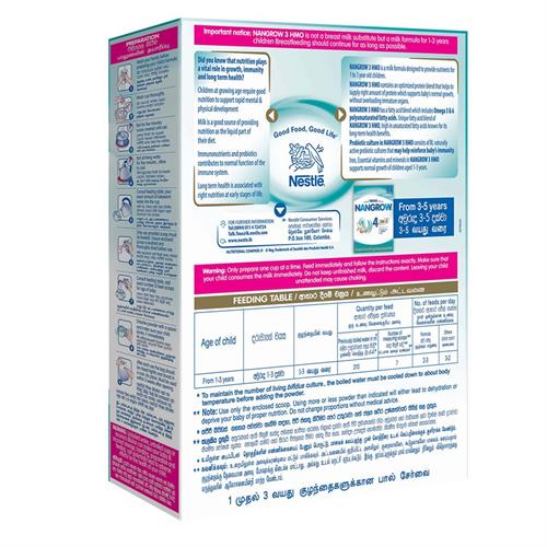 Nestle NANGROW 3 HMO Milk Formula for 1 to 3 years Children, 350g Bag In Box Pack