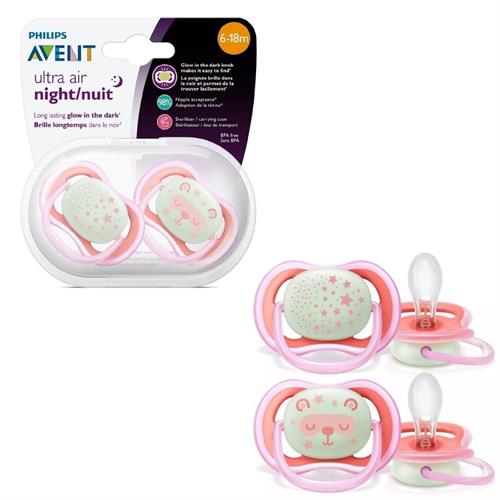 Philips Avent Ultra Air Night Pacifier 6-18 months (SCF376/20) - Pink