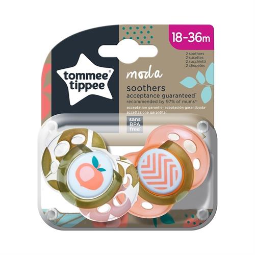 Tommee Tippee Moda Soother 2Pk (18-36m) - Pink \/ Gold