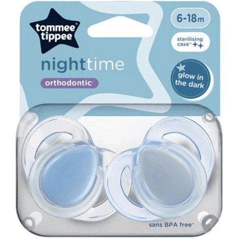 Tommee Tippee Night Time Glow in the Dark Pacifiers 6 18 Months Twin Pack
