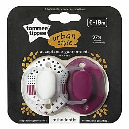 Tommee Tippee Urban Style Soother 2Pk (6-18 Months)